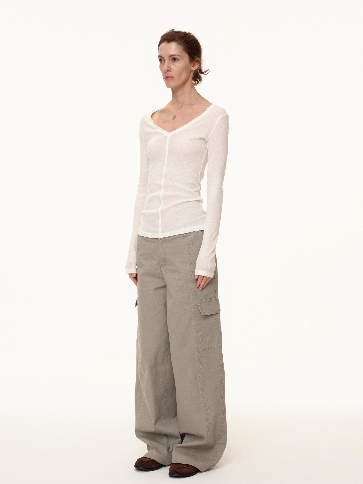 Northbutsouth V-Neck Tencel Wool Stretch Long Sleeve Base Layer