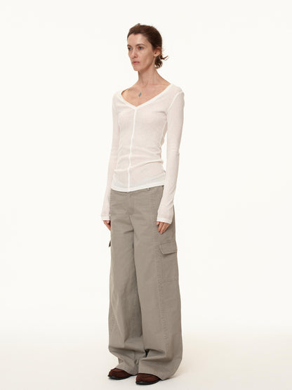 Northbutsouth V-Neck Tencel Wool Stretch Long Sleeve Base Layer