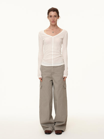 Northbutsouth V-Neck Tencel Wool Stretch Long Sleeve Base Layer