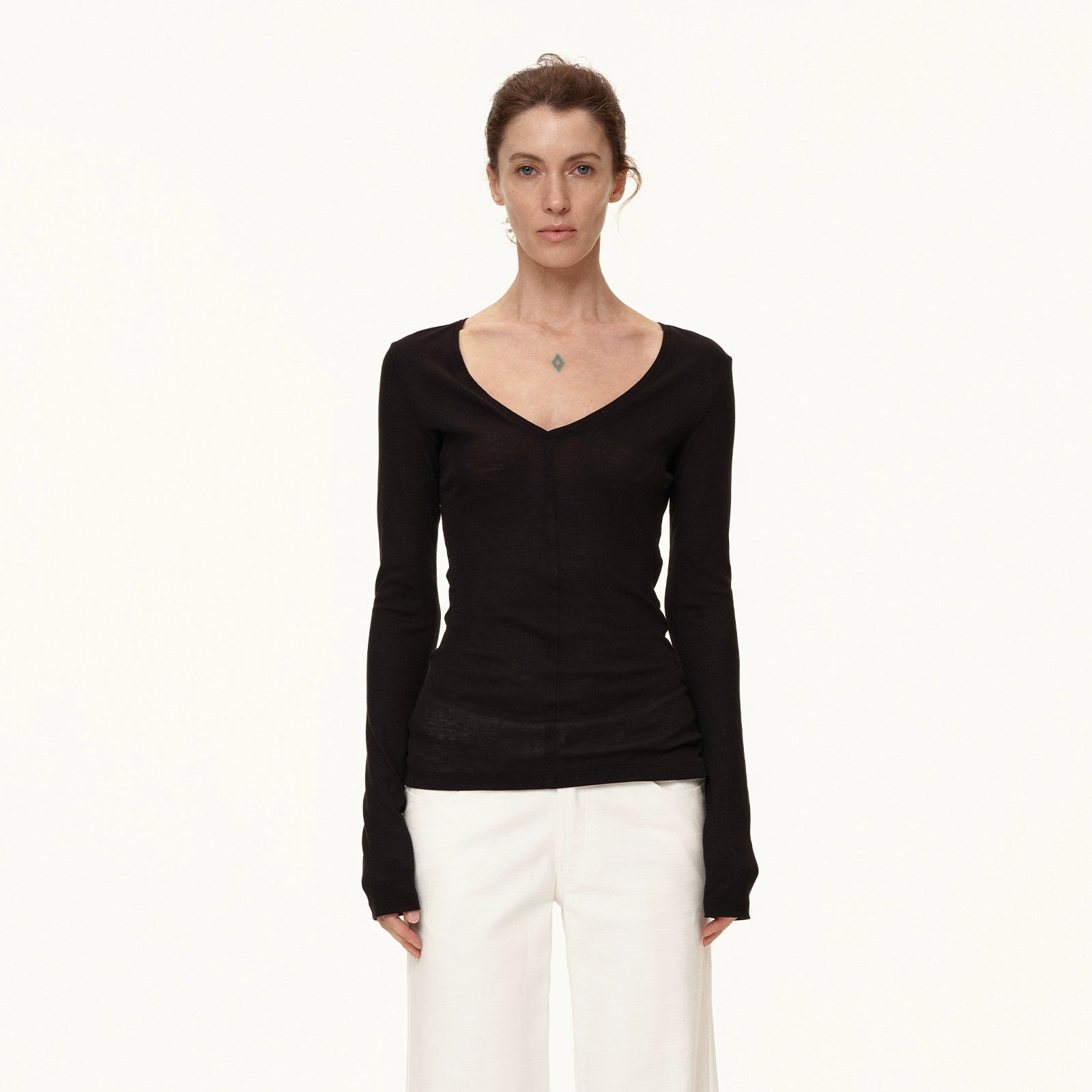 Northbutsouth V-Neck Tencel Wool Stretch Long Sleeve Base Layer MISSTT