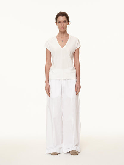Northbutsouth V-Neck Wool Blend Flutter Sleeve T-Shirt