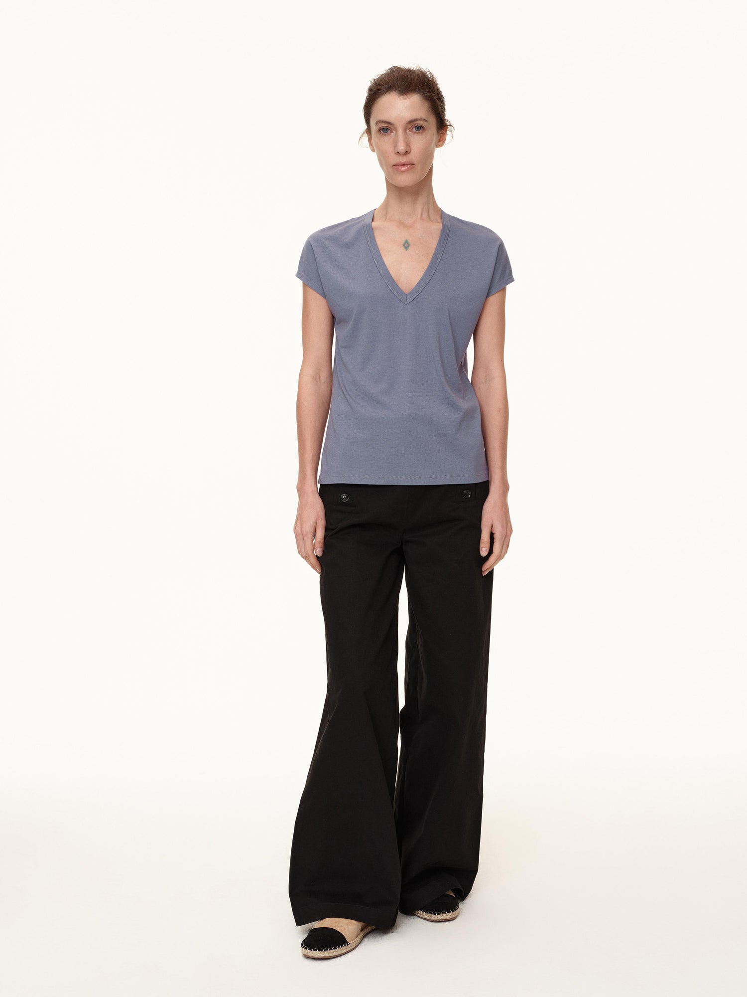 Northbutsouth V-Neck Wool Blend Flutter Sleeve T-Shirt