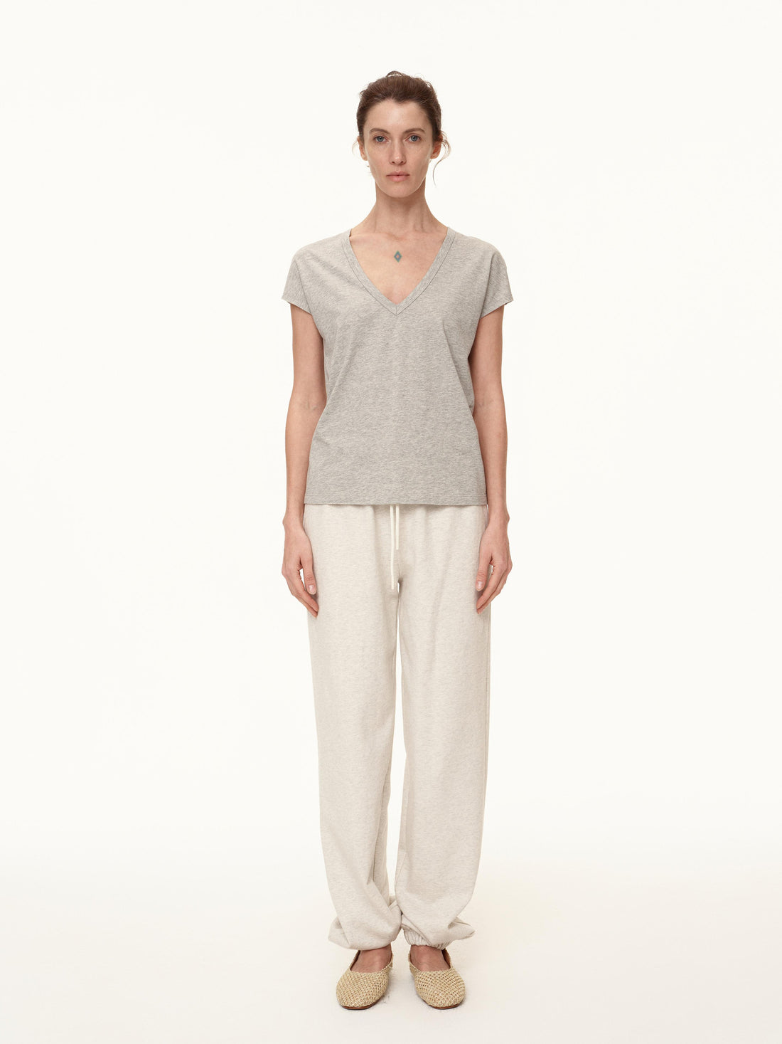 Northbutsouth V-Neck Wool Blend Flutter Sleeve T-Shirt