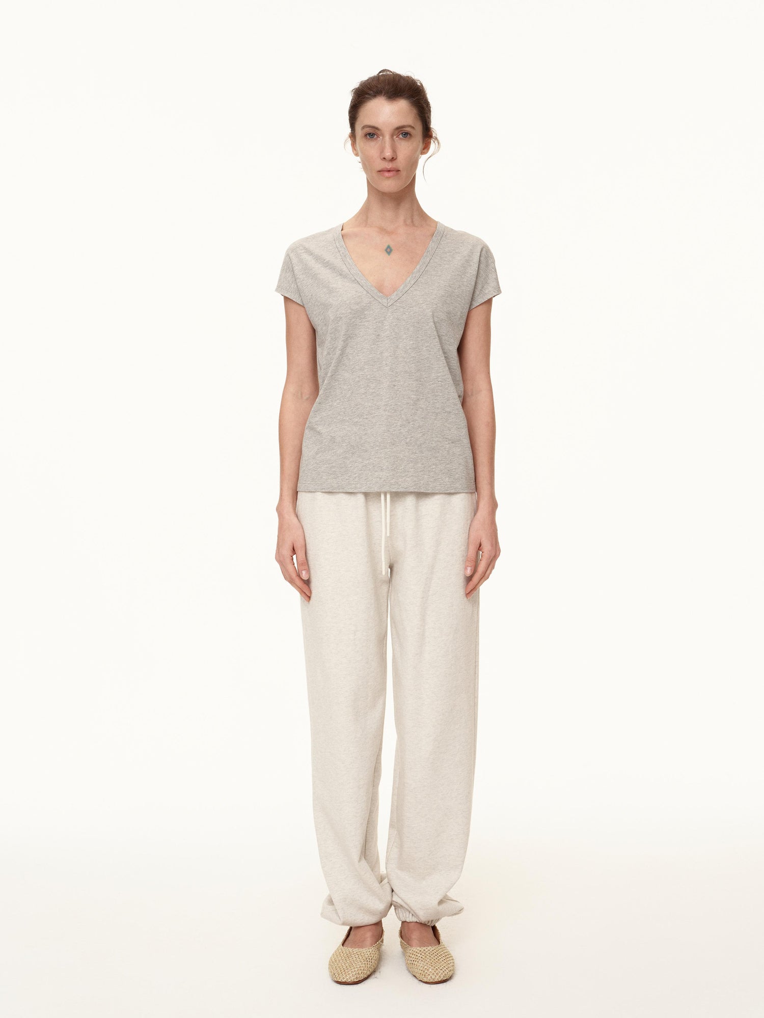 Northbutsouth V-Neck Wool Blend Flutter Sleeve T-Shirt