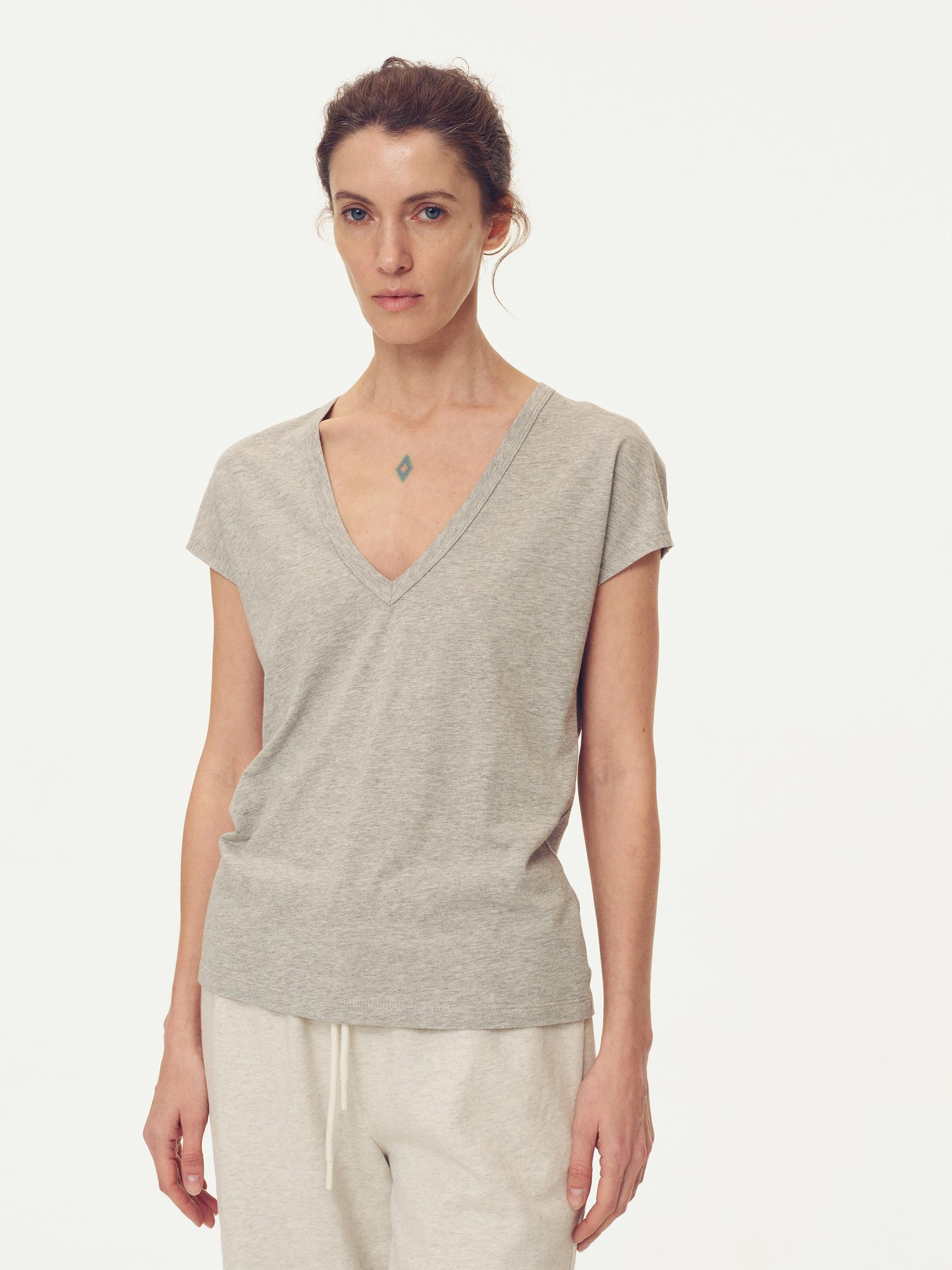 Northbutsouth V-Neck Wool Blend Flutter Sleeve T-Shirt