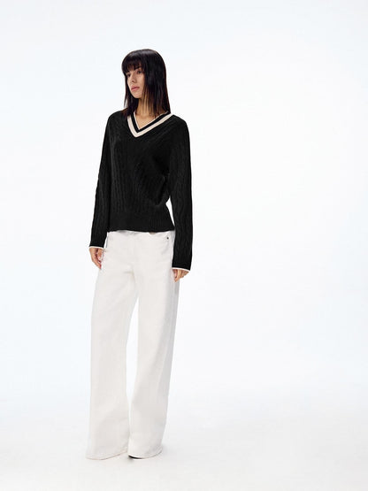Northbutsouth V-neck Colorblock Loose Women&