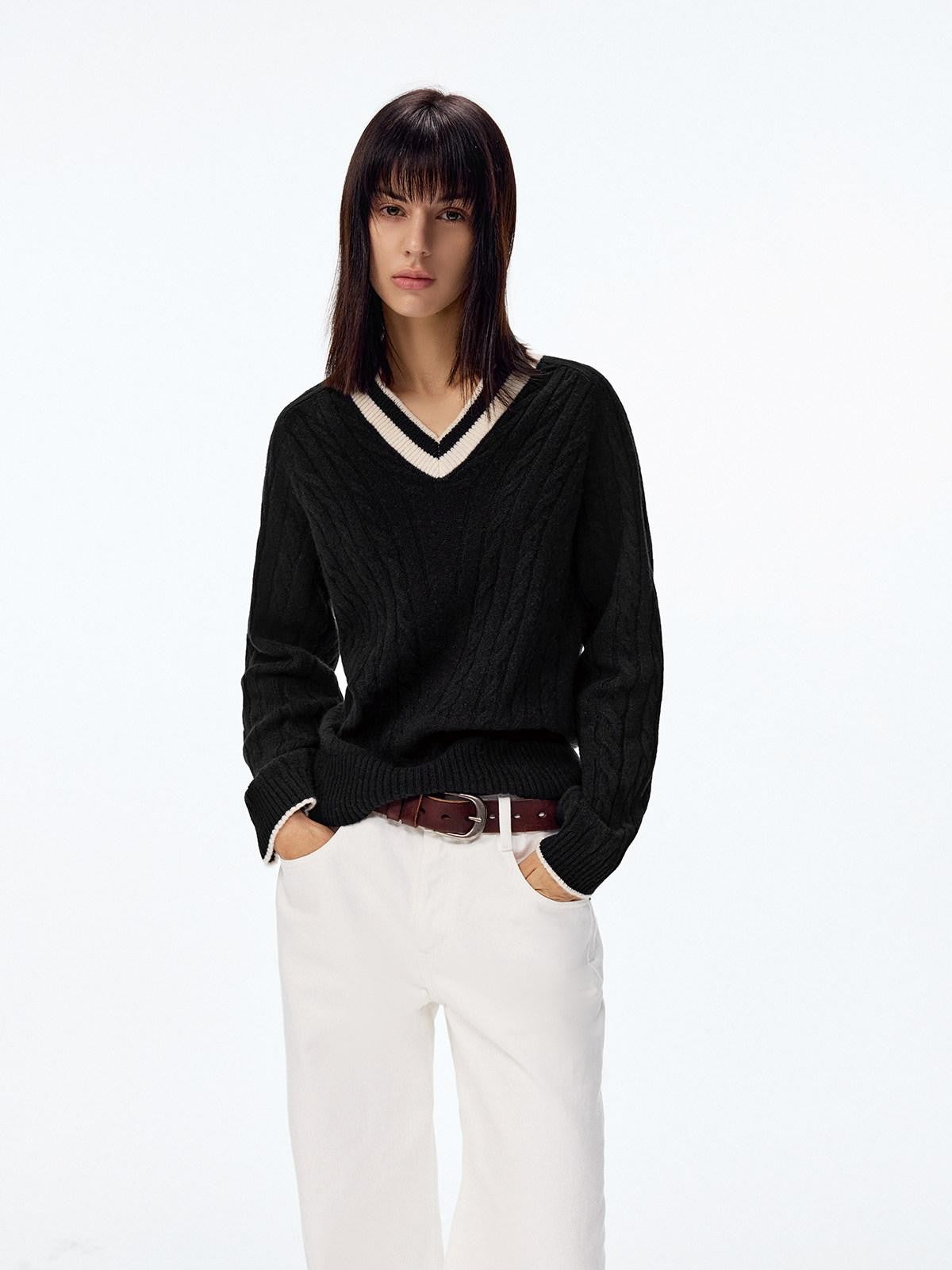 Northbutsouth V-neck Colorblock Loose Women&