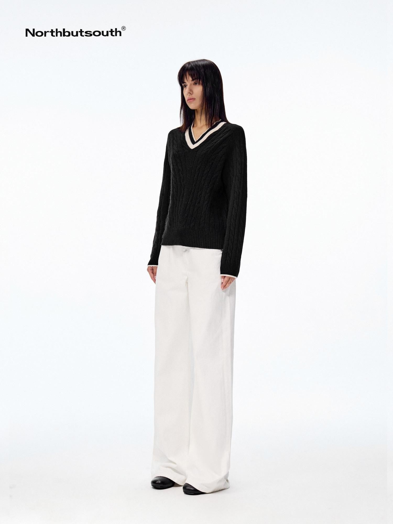 Northbutsouth V-neck Colorblock Loose Women&