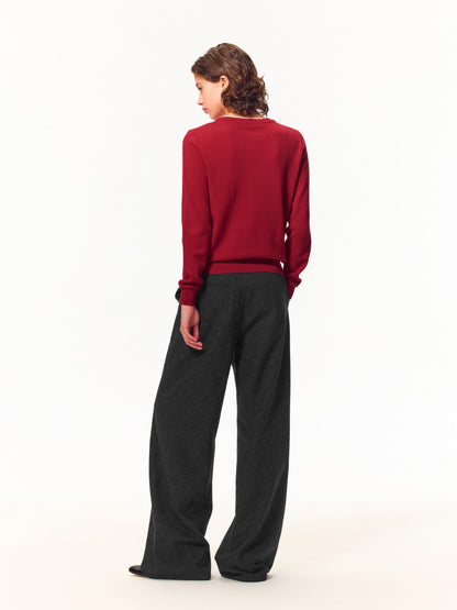 Northbutsouth V-neck Layered Look Loose Fit Merino Wool Women&
