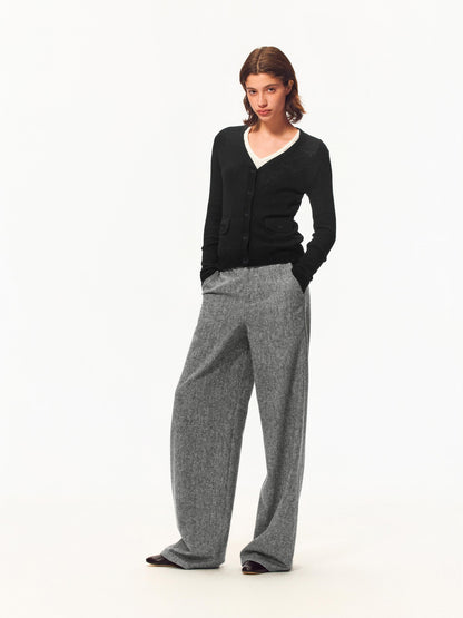 Northbutsouth V-neck Shell Button Pocket Slim Fit Wool Cashmere Women&