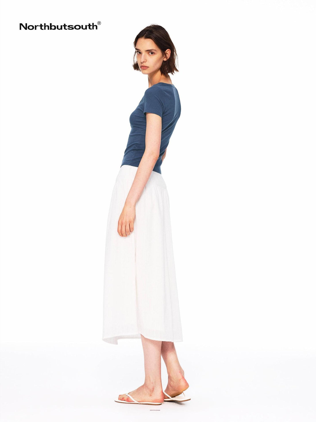 Northbutsouth Vertical Striped Wide Banded Low Waist Flared Women&