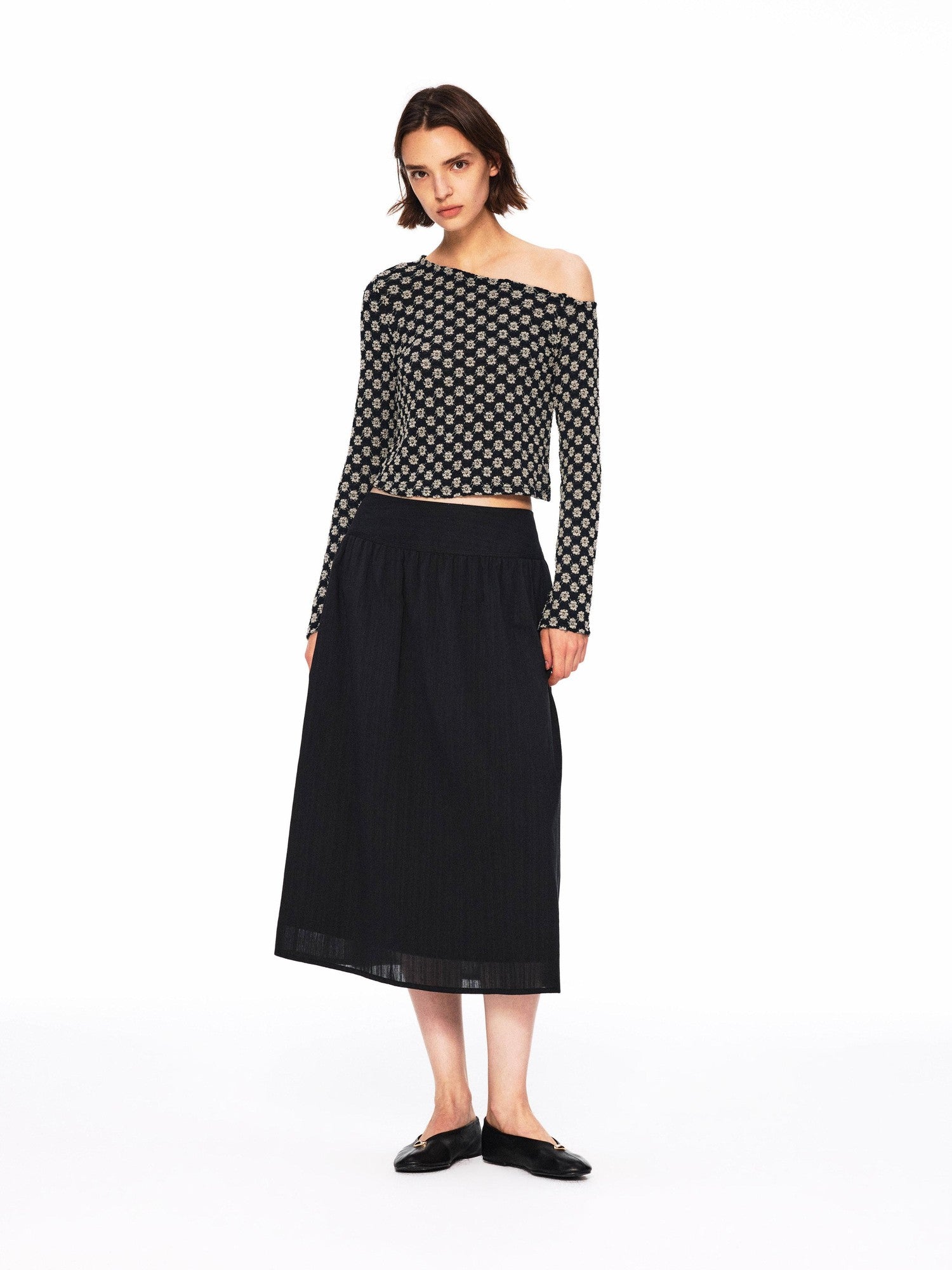 Northbutsouth Vertical Striped Wide Banded Low Waist Flared Women&