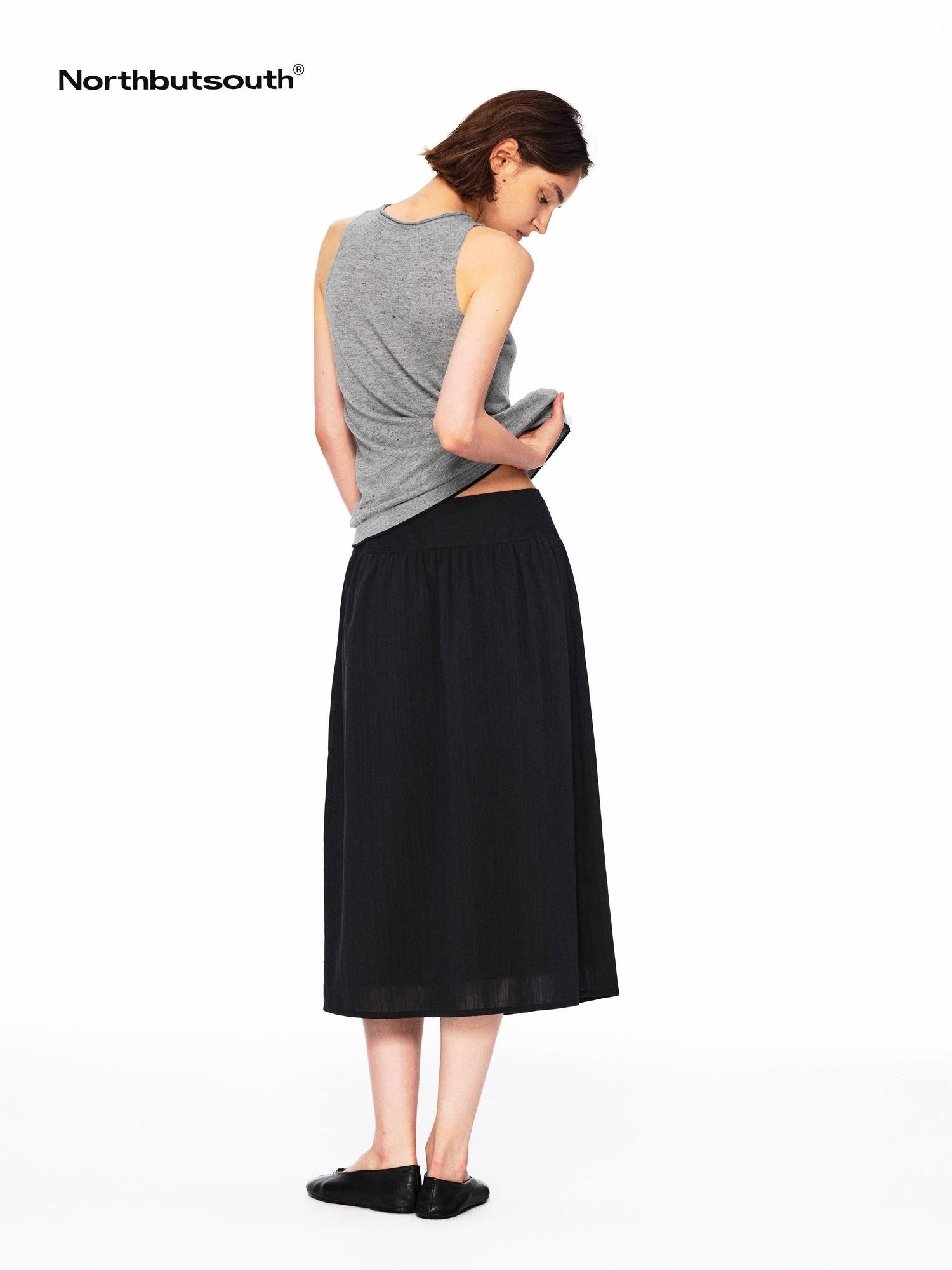 Northbutsouth Vertical Striped Wide Banded Low Waist Flared Women&