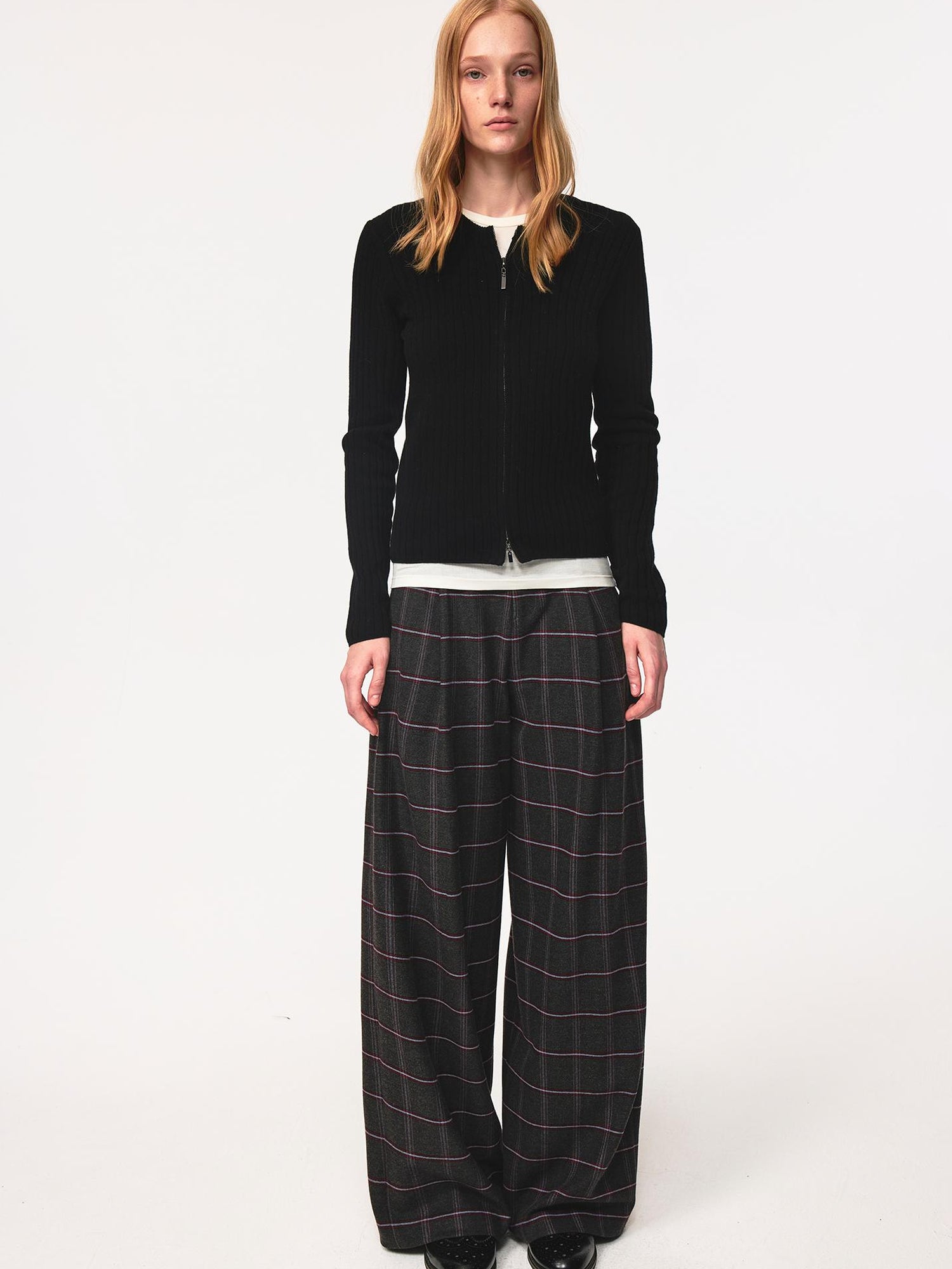 Northbutsouth Vintage Checkered Trousers Low Waist Wide Leg Casual Pants
