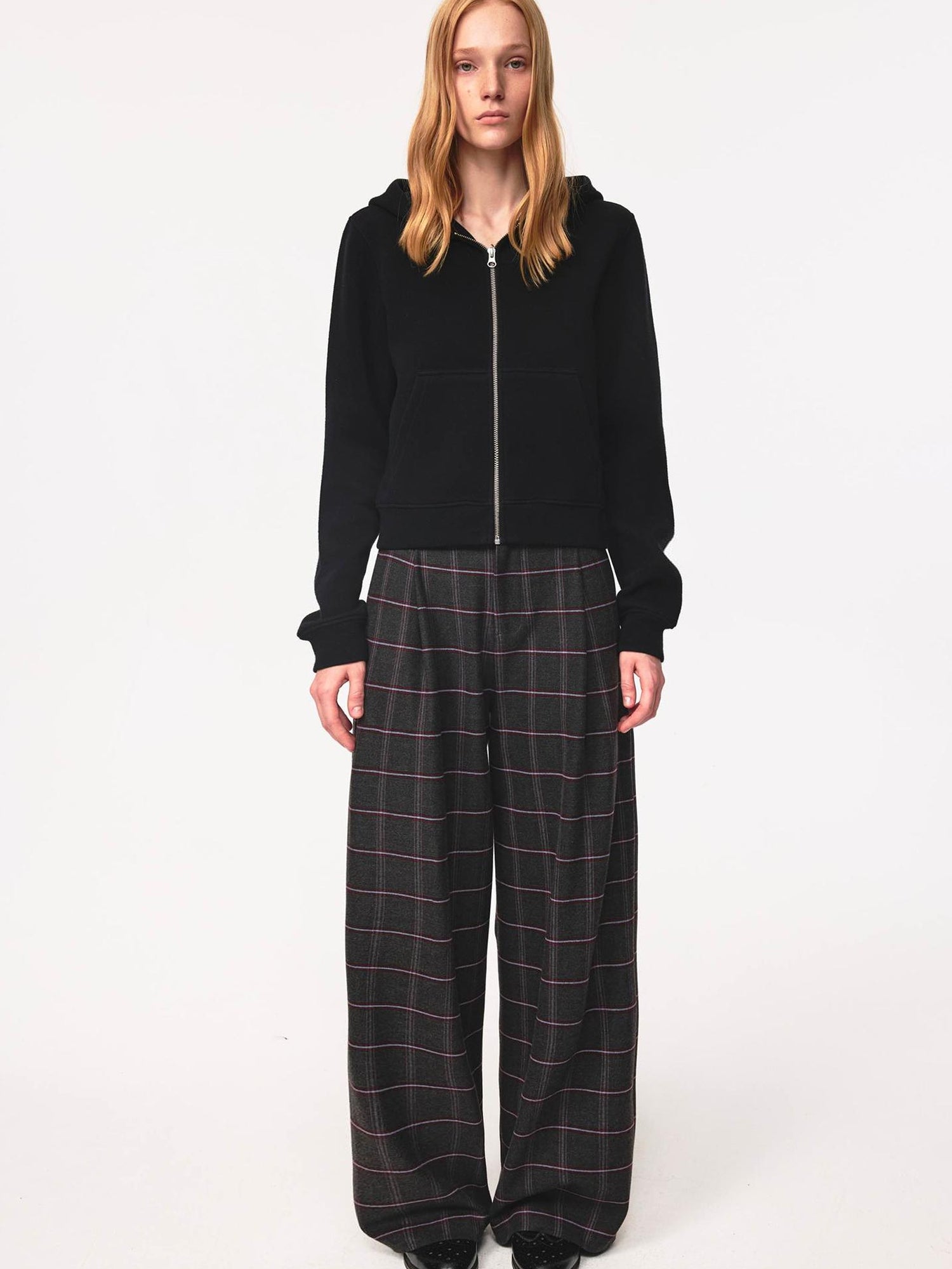 Northbutsouth Vintage Checkered Trousers Low Waist Wide Leg Casual Pants