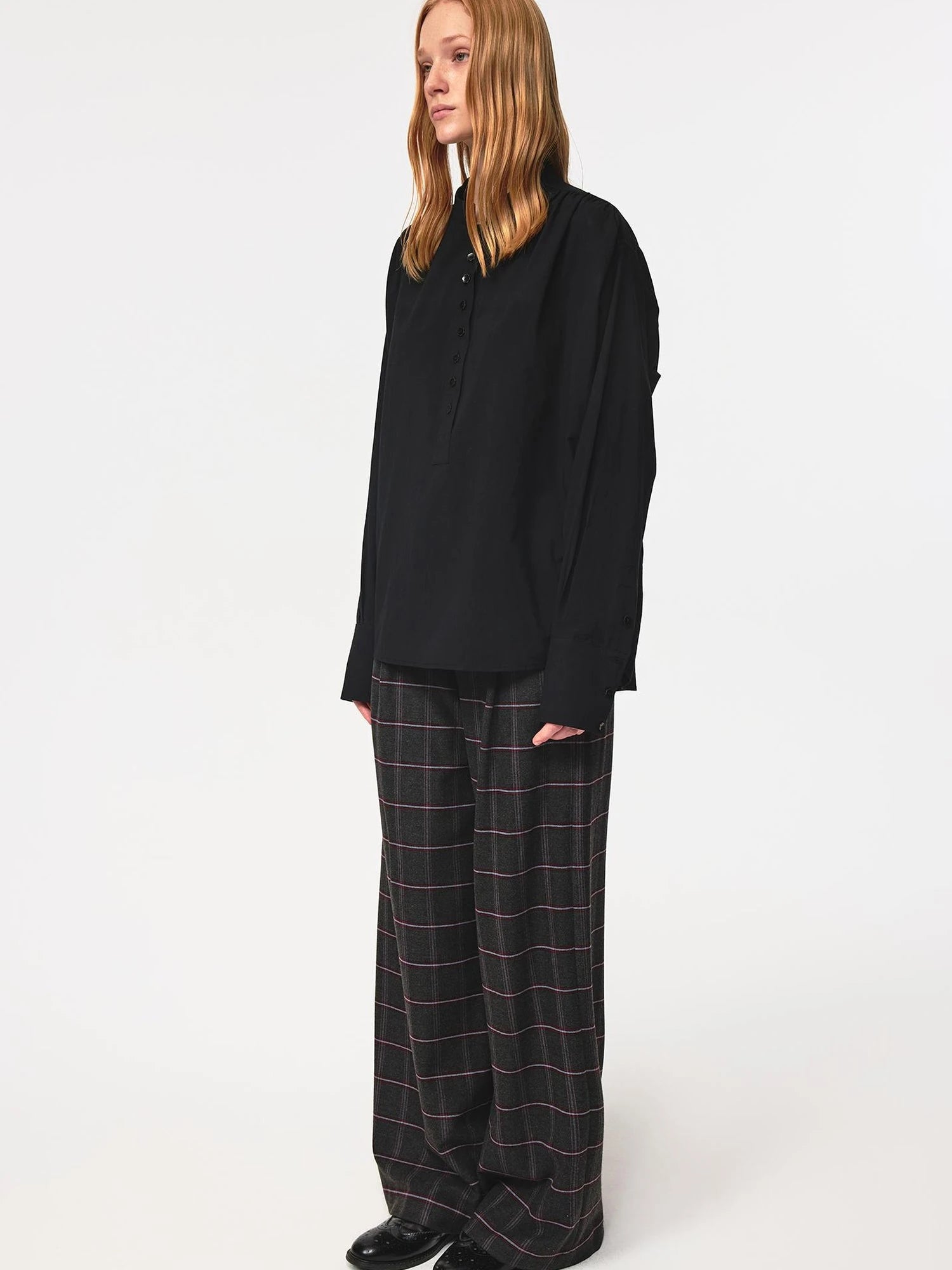Vintage Checkered Trousers Low Waist Wide Leg Casual Pants