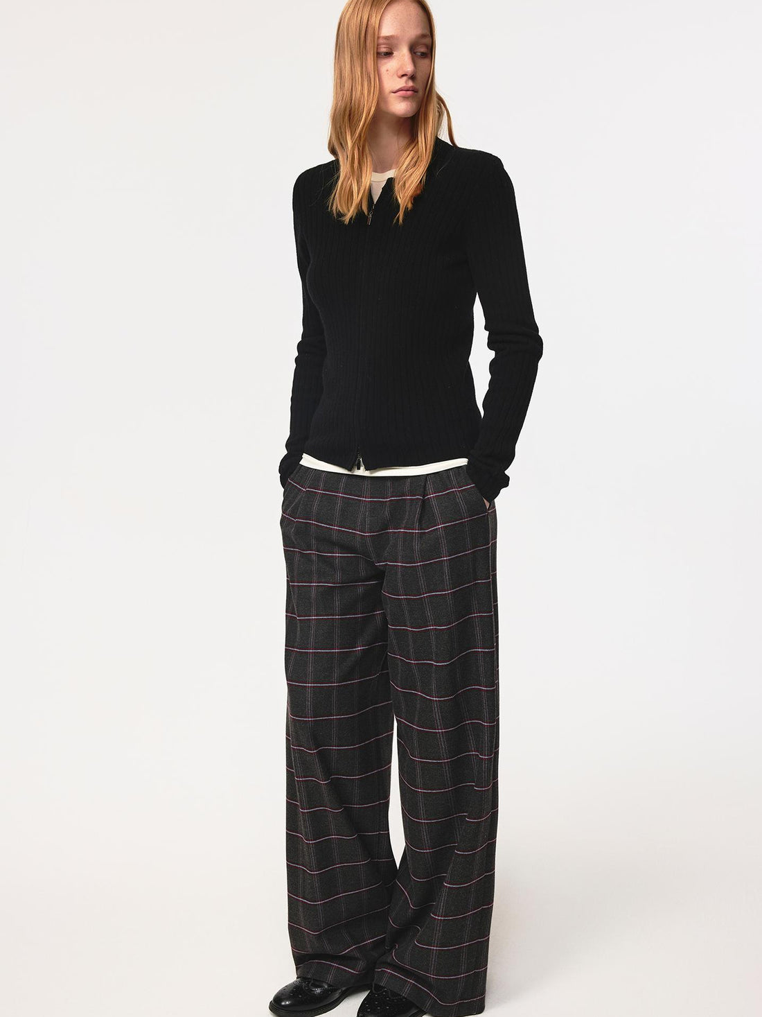 Northbutsouth Vintage Checkered Trousers Low Waist Wide Leg Casual Pants