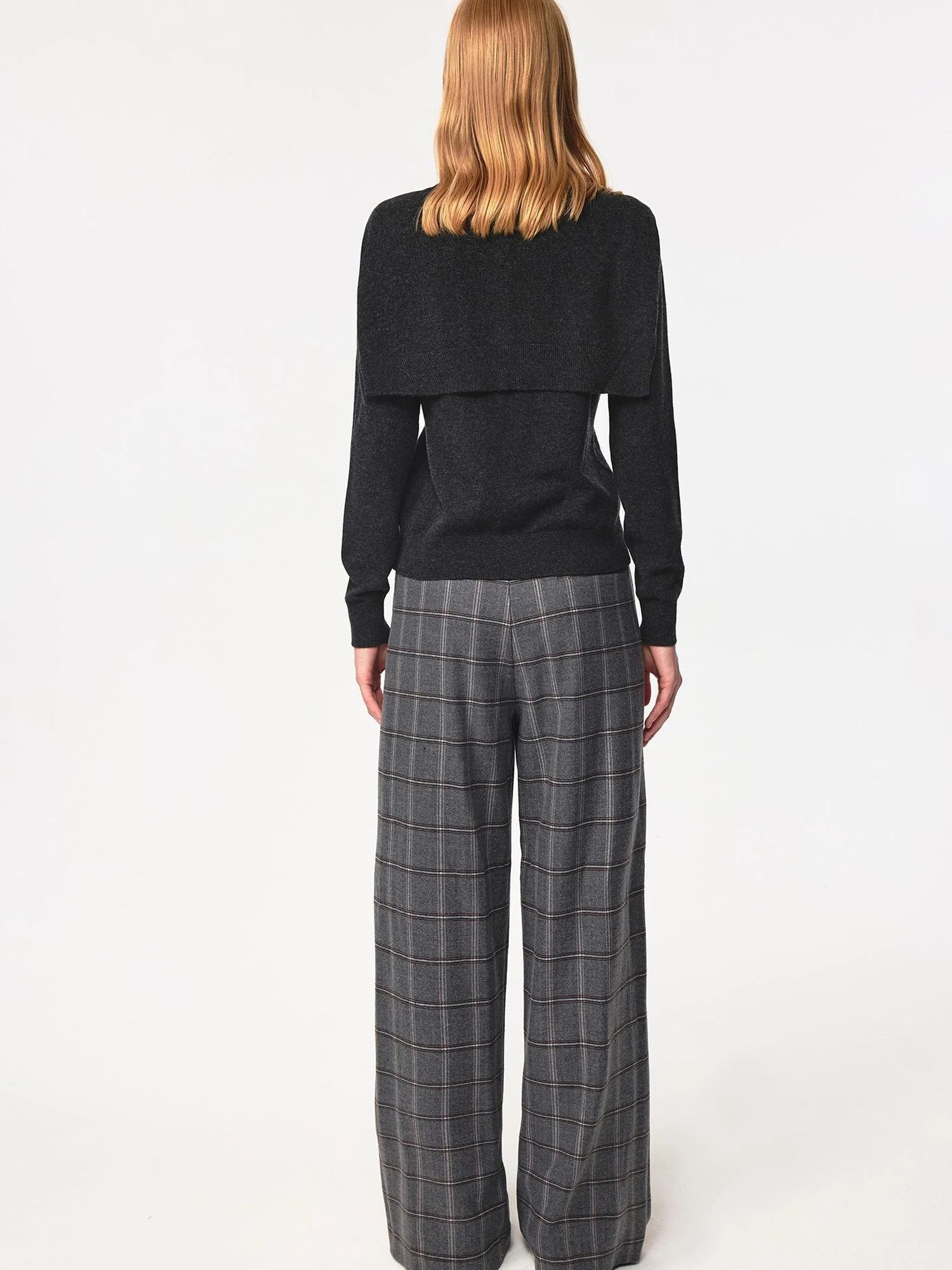 Vintage Checkered Trousers Low Waist Wide Leg Casual Pants