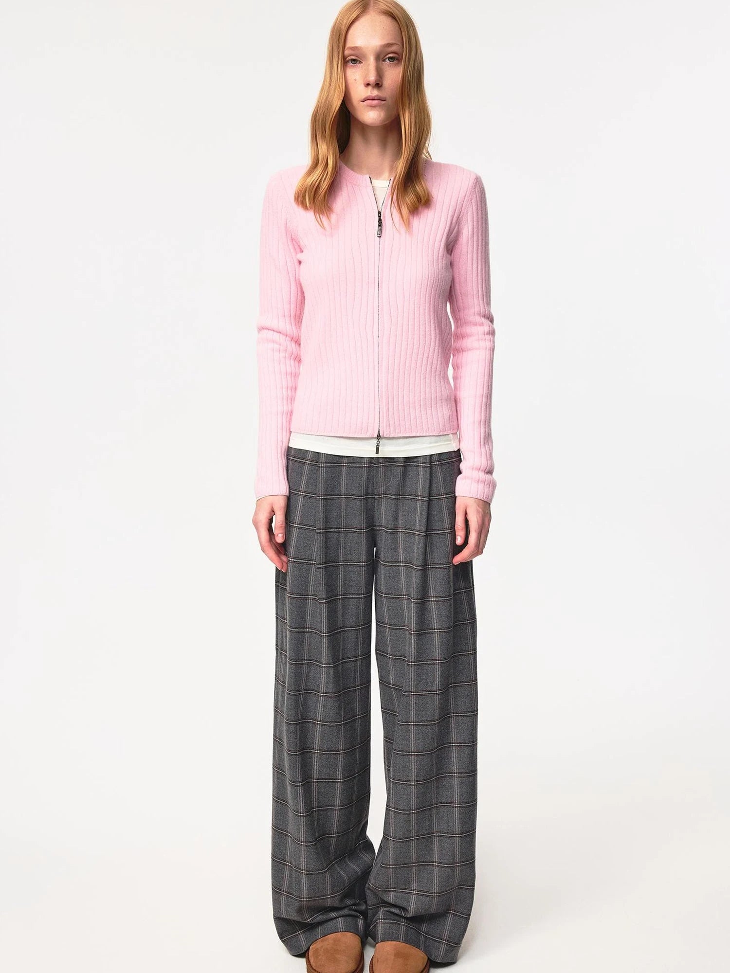 Vintage Checkered Trousers Low Waist Wide Leg Casual Pants