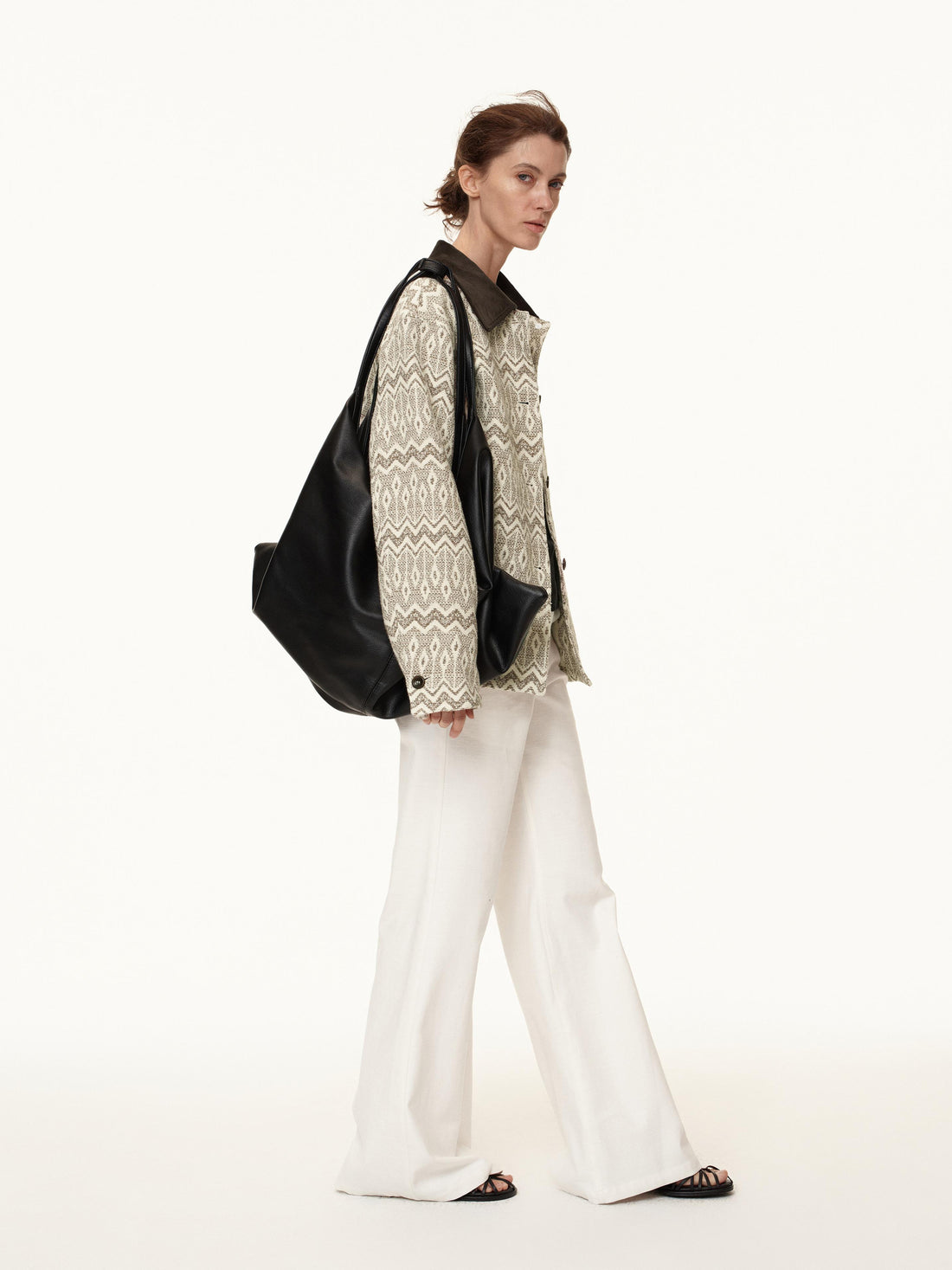 Northbutsouth Vintage Colorblock Corduroy Collar Loose Fit Coat