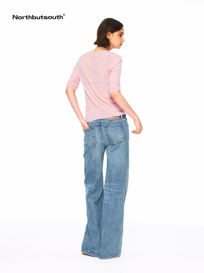 Northbutsouth Vintage Low Rise Slub Ripped Distressed Women&