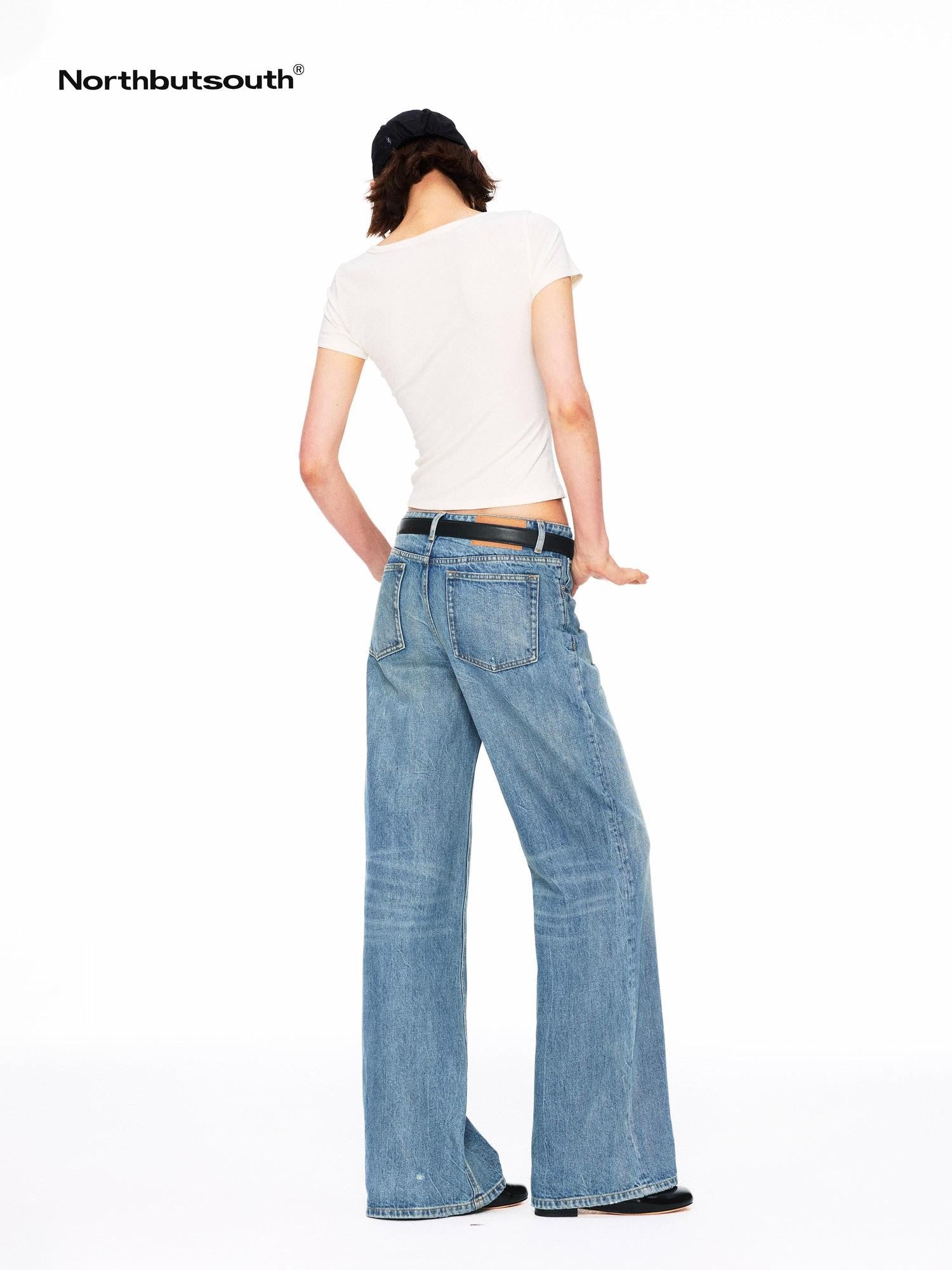 Northbutsouth Vintage Low Rise Slub Ripped Distressed Women&
