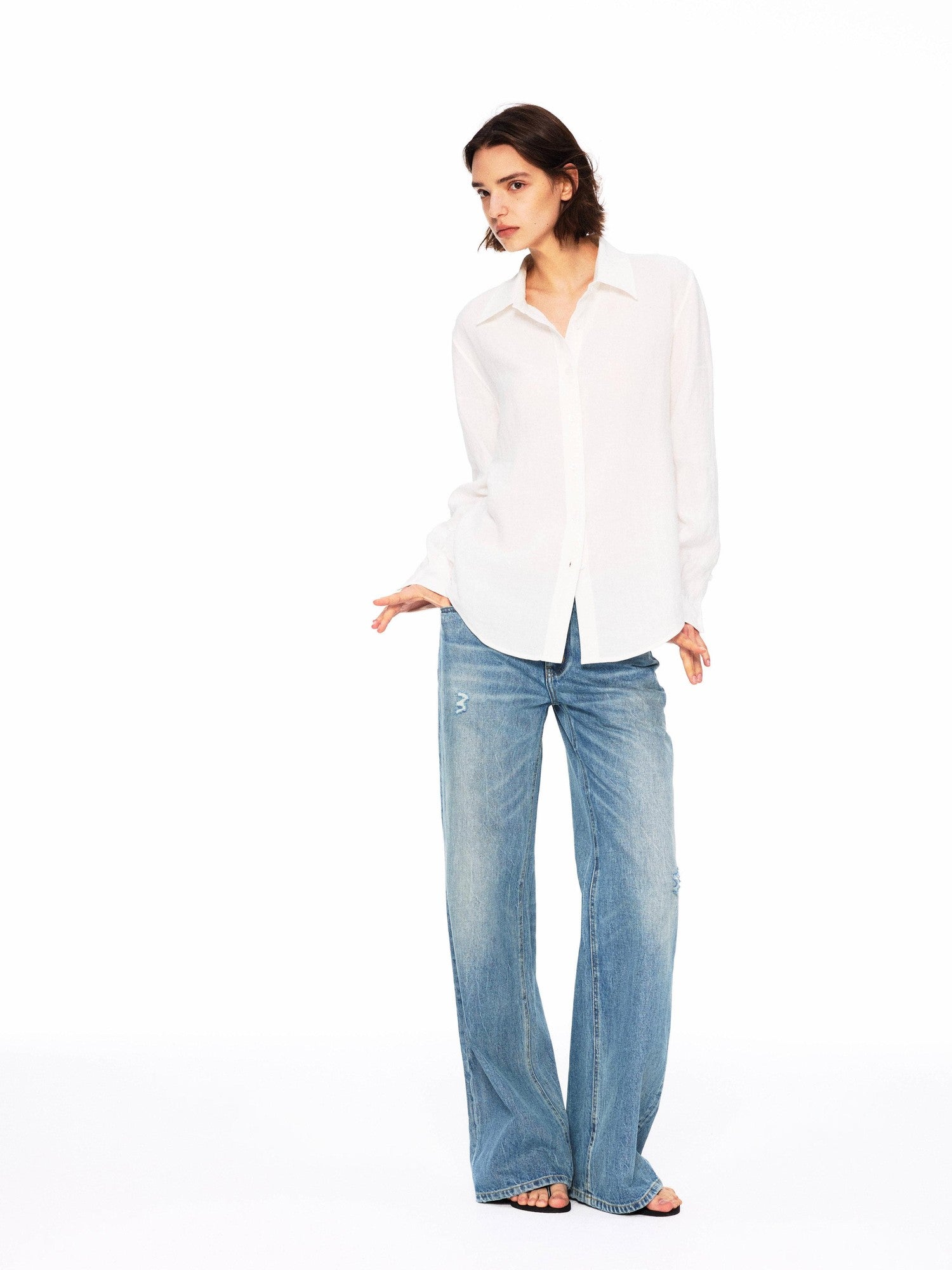 Northbutsouth Vintage Low Rise Slub Ripped Distressed Women&