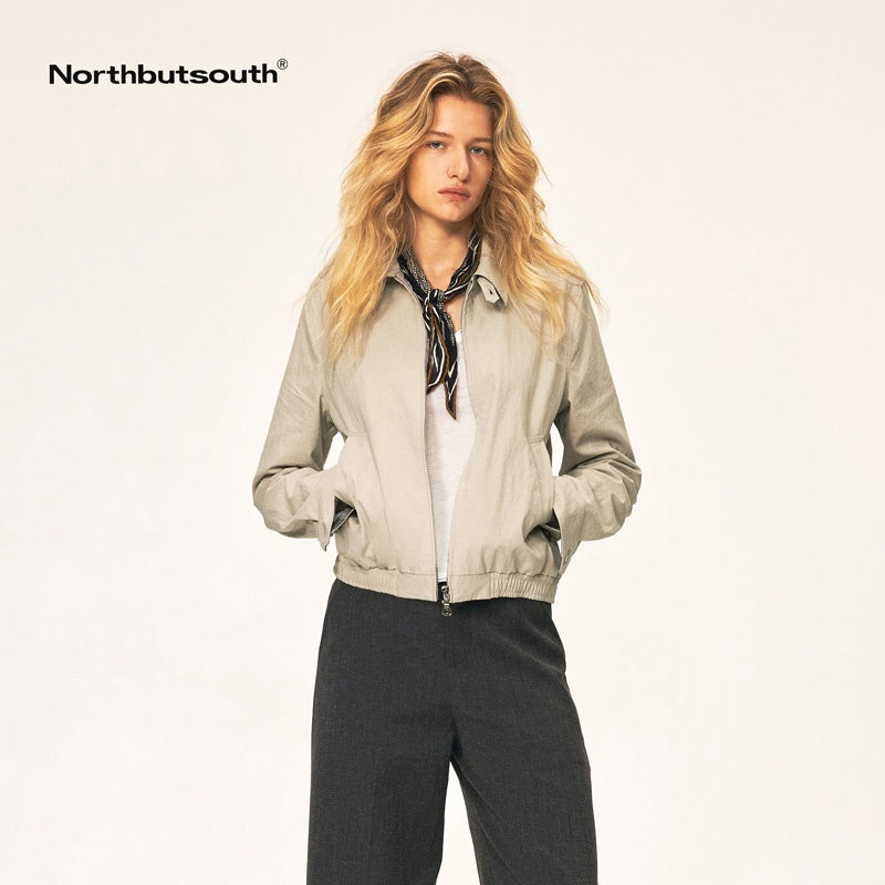 Northbutsouth_Vintage_Plaid_Spliced_Double_Zip_Lapel_Women&