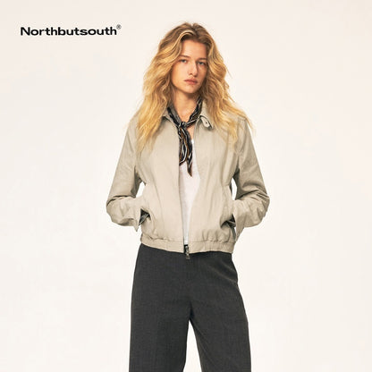 Northbutsouth_Vintage_Plaid_Spliced_Double_Zip_Lapel_Women&