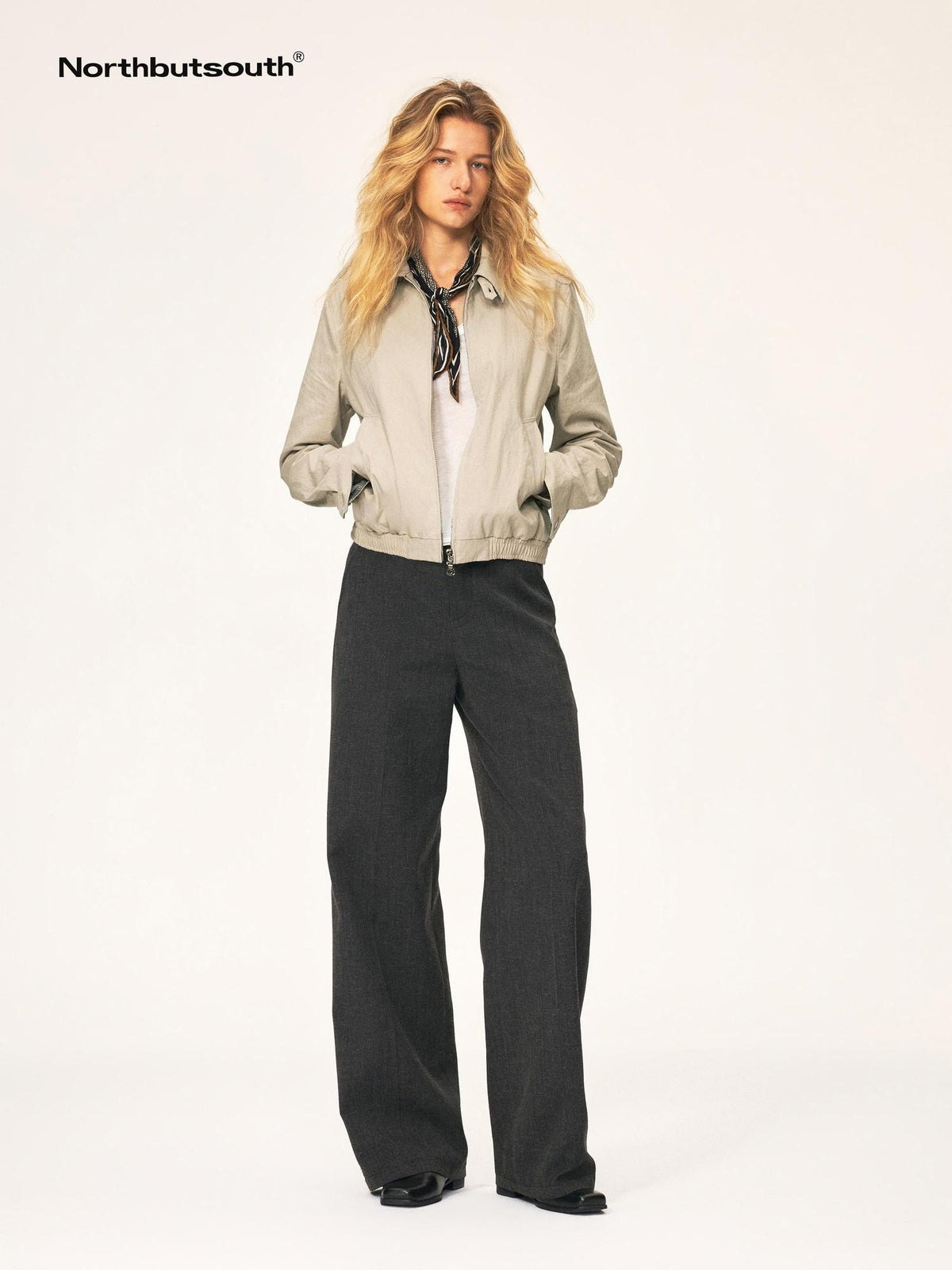 Northbutsouth Vintage Plaid Spliced Double Zip Lapel Women&