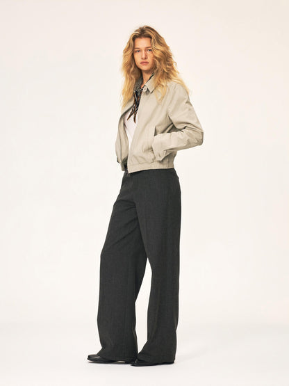 Northbutsouth Vintage Plaid Spliced Double Zip Lapel Women&