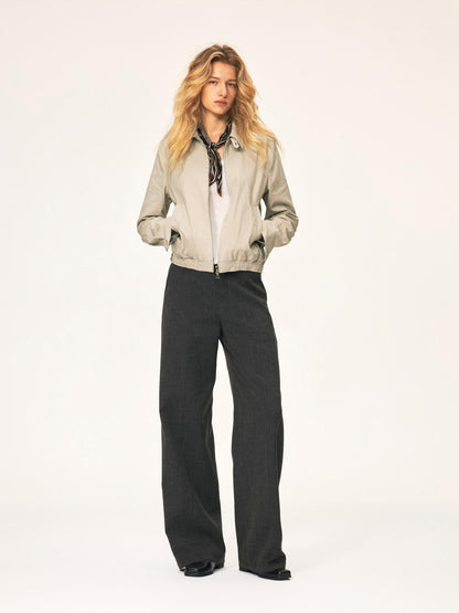 Northbutsouth Vintage Plaid Spliced Double Zip Lapel Women&