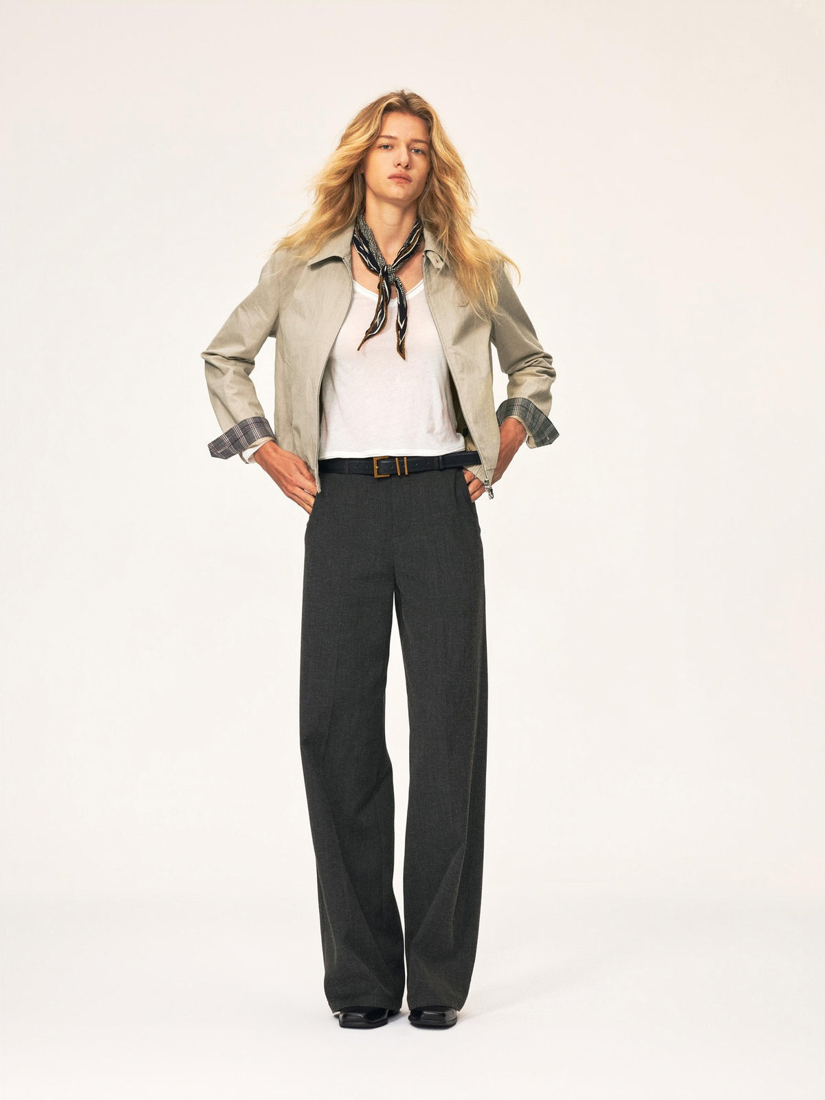 Northbutsouth Vintage Plaid Spliced Double Zip Lapel Women&