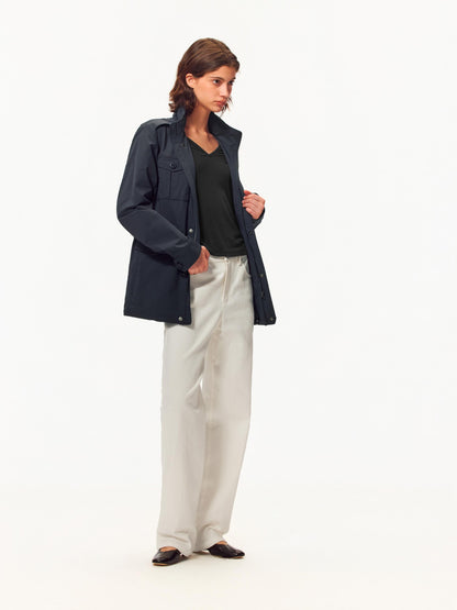 Northbutsouth Vintage Stand Collar Straight Fit Nylon Cotton Women&