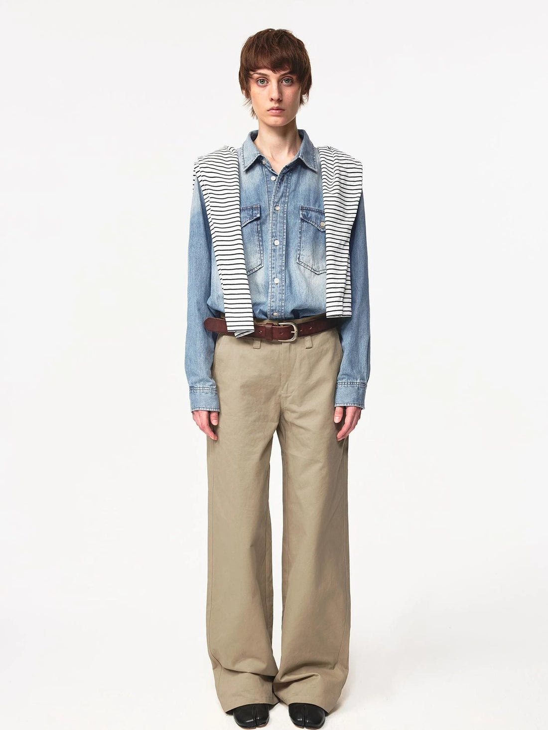 Vintage Washed Denim Shirt Jacket Lightweight Loose Fit