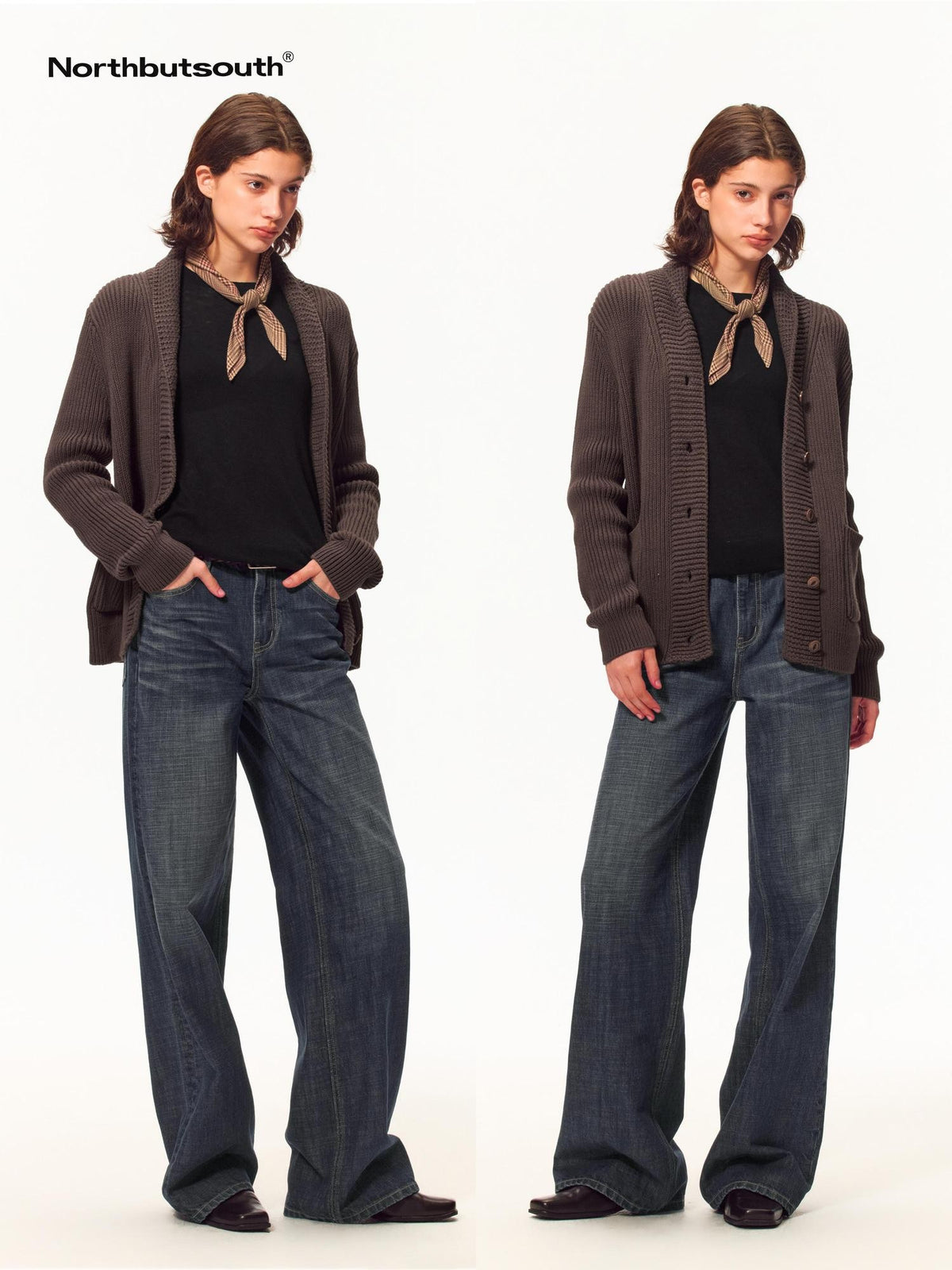 Northbutsouth Vintage Washed Distressed Low Rise Slub Women&