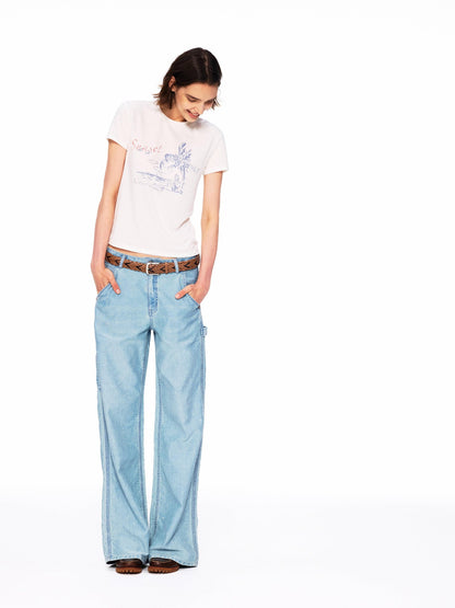 Northbutsouth Vintage Washed Paint Splatter Slub Texture Women&