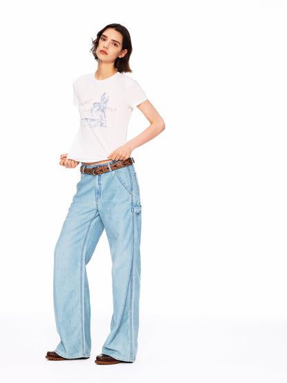 Northbutsouth Vintage Washed Paint Splatter Slub Texture Women&