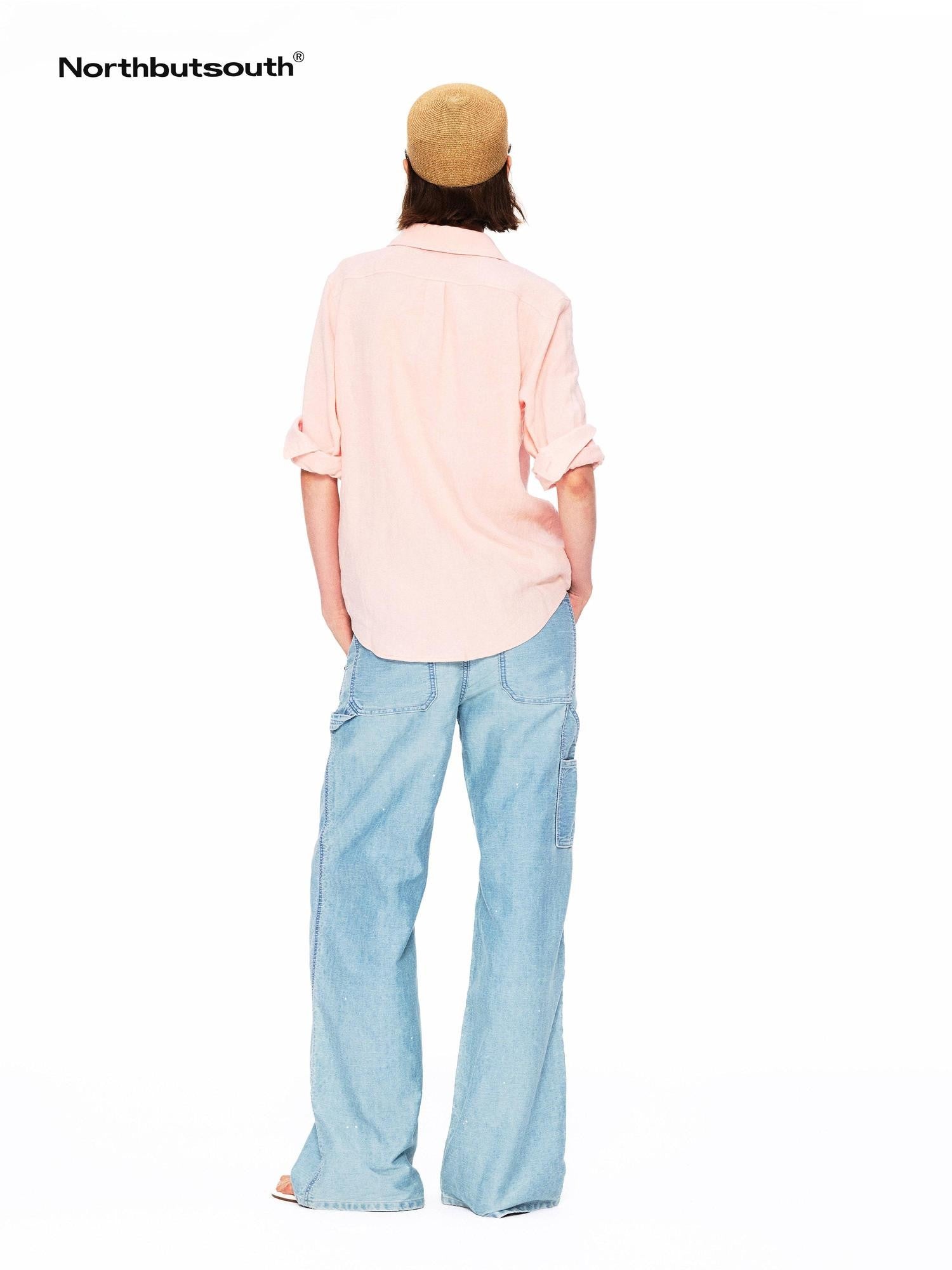 Northbutsouth Vintage Washed Paint Splatter Slub Texture Women&