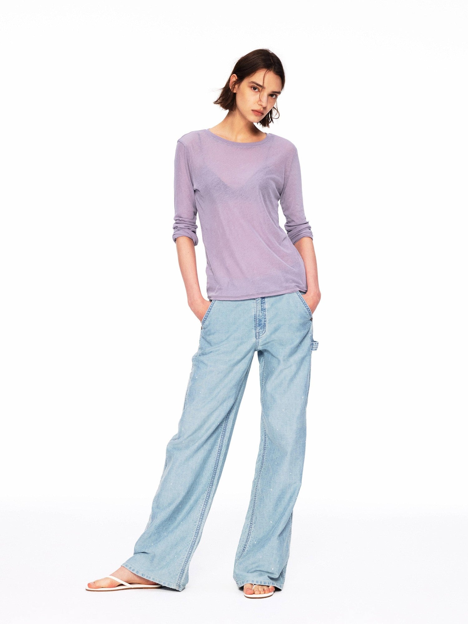 Northbutsouth Vintage Washed Paint Splatter Slub Texture Women&