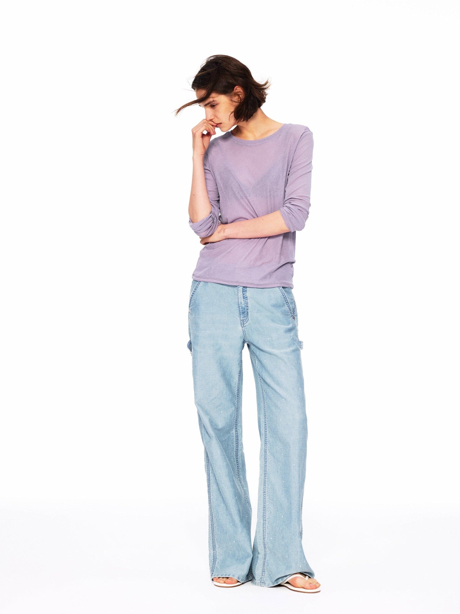 Northbutsouth Vintage Washed Paint Splatter Slub Texture Women&