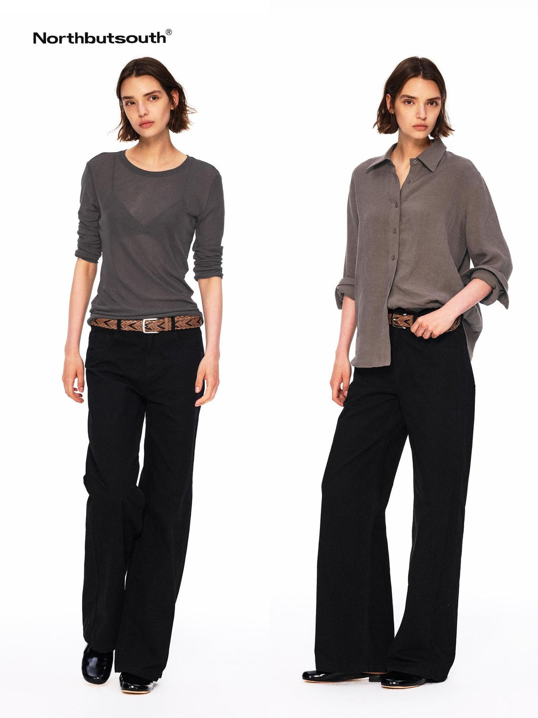 Northbutsouth Vintage Washed Slub Texture Three Color Women&