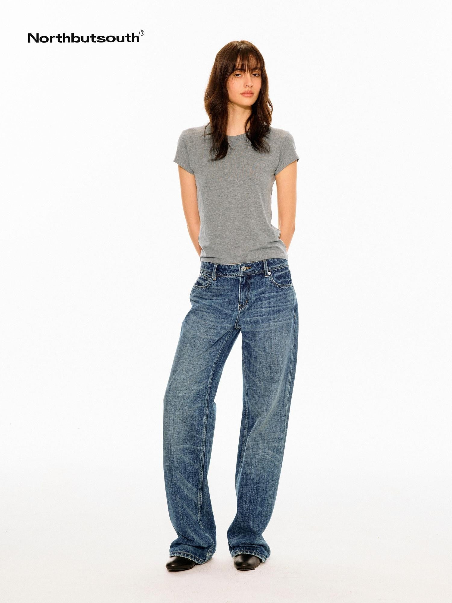 Northbutsouth Vintage Whisker Washed Slim Low Rise Women&