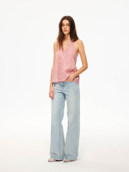 Northbutsouth Washed Blue Pleated Mid Low Rise Women&