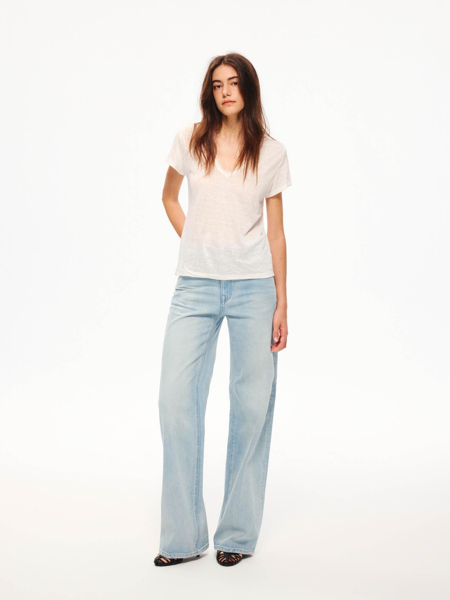Northbutsouth Washed Blue Pleated Mid Low Rise Women&