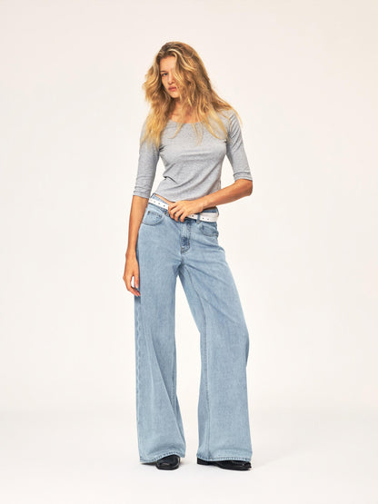 Northbutsouth Washed Distressed Mid Low Rise Cotton Women&