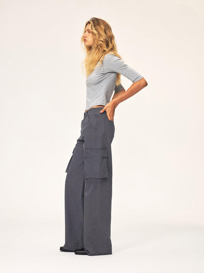 Northbutsouth Washed Distressed Multi Pocket Mid Low Rise Straight Leg Women&