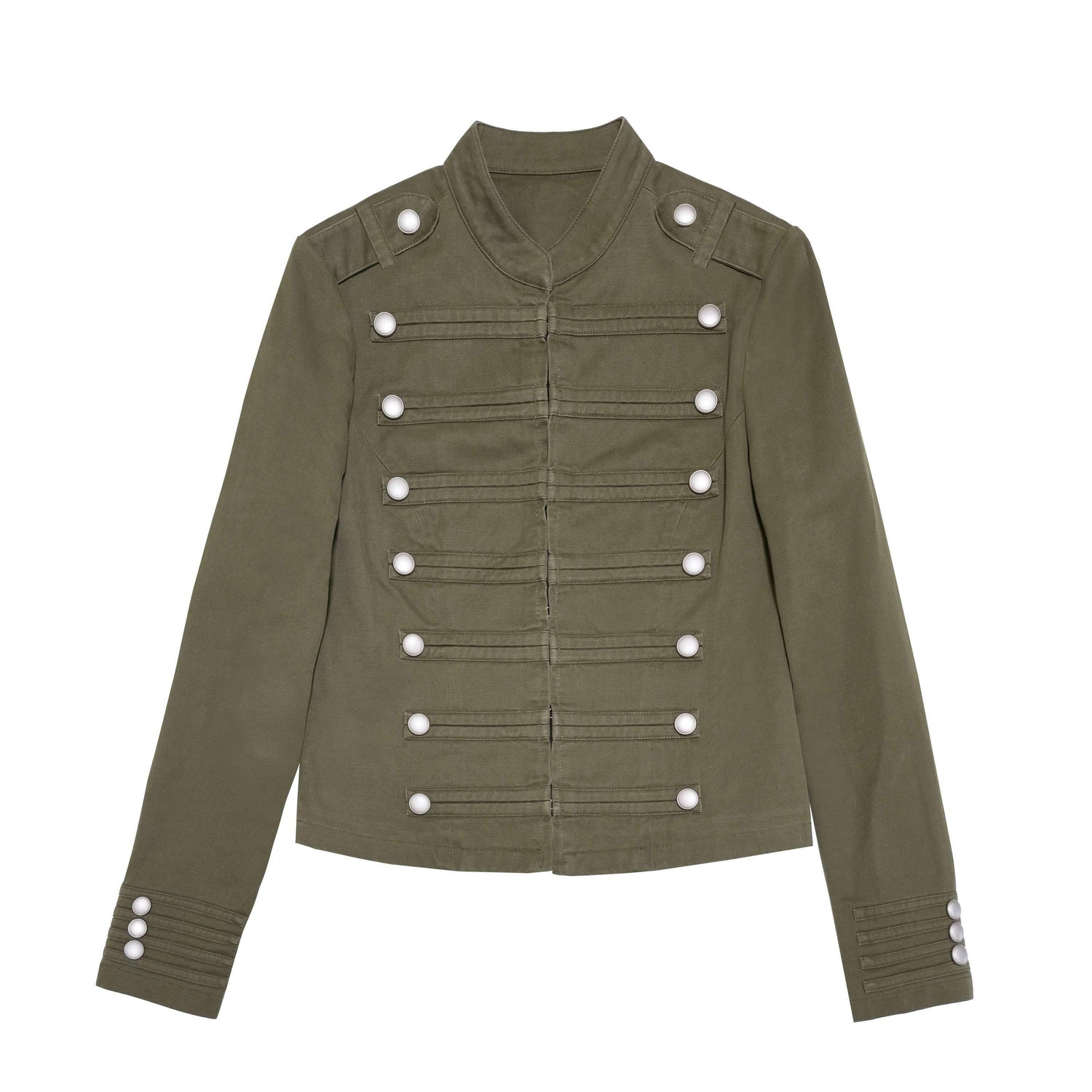 Northbutsouth_Washed_Distressed_Stand_Collar_Slim_Snap_Women&