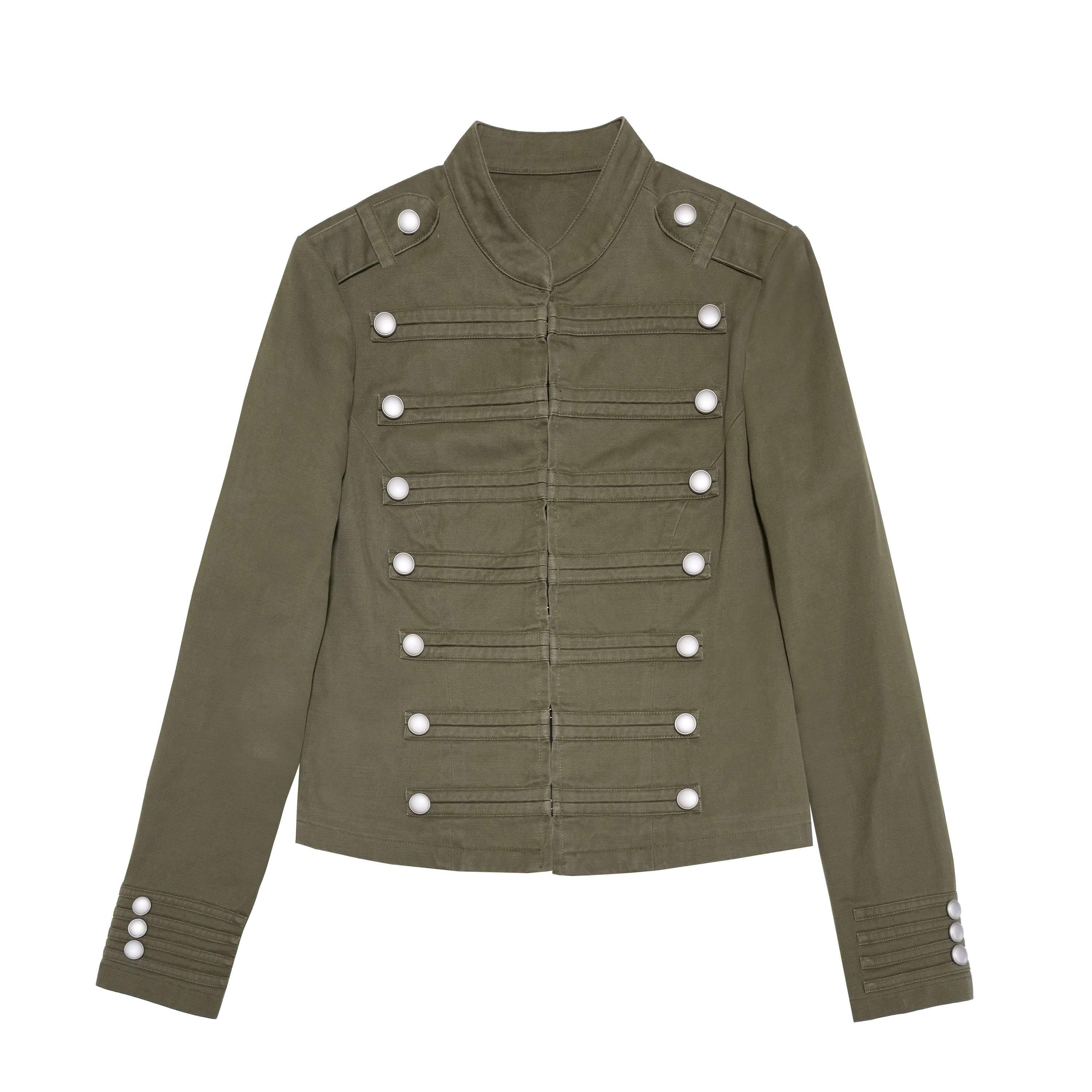 Northbutsouth_Washed_Distressed_Stand_Collar_Slim_Snap_Women&