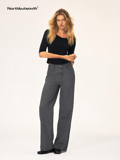 Northbutsouth Washed Faded Textured Mid Low Rise Cotton Women&